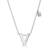 Sterling Silver Shiny "V" Necklace and Earrings Set ,