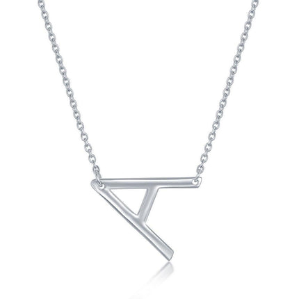 Sterling Silver Sideways A Initial Necklace ,