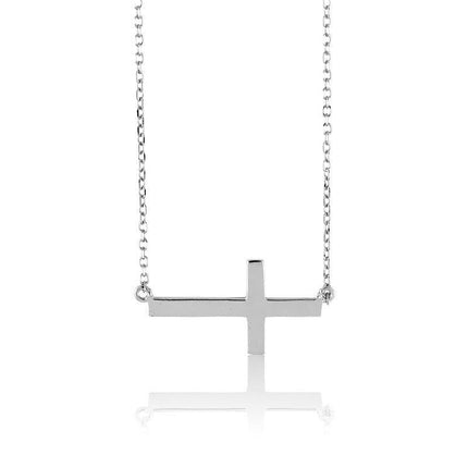 Sterling Silver Sideways Cross Necklace ,