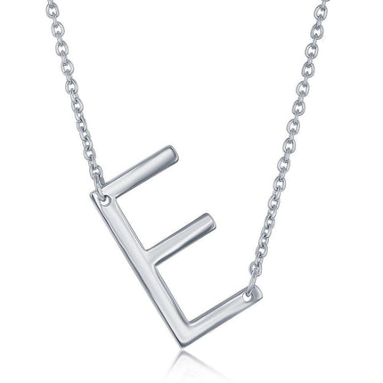 Sterling Silver Sideways E Initial Necklace ,
