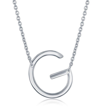 Sterling Silver Sideways G Initial Necklace ,