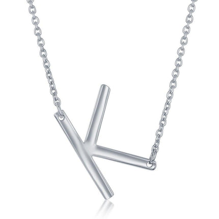Sterling Silver Sideways K Initial Necklace ,