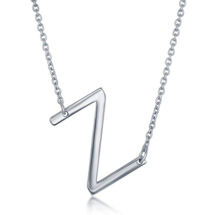 Sterling Silver Sideways Z Initial Necklace ,