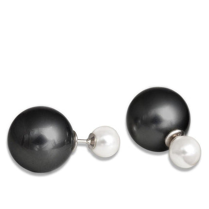 Sterling Silver Simulated Black Pearl Earrings ,