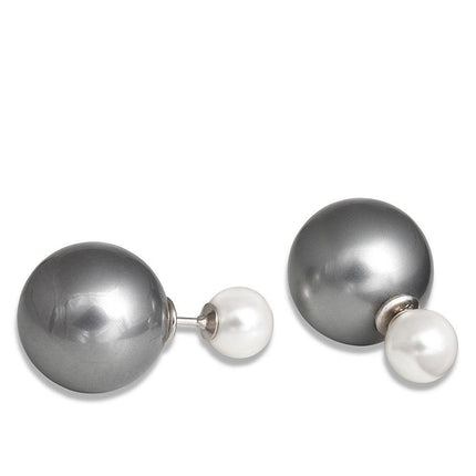 Sterling Silver Simulated Gray Pearl Earrings ,