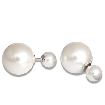 Sterling Silver Simulated White Pearl Earrings ,