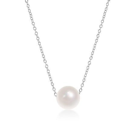 Sterling Silver Single Threaded 10mm Freshwater Pearl Necklace ,