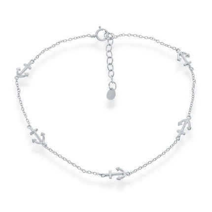 Sterling Silver Small Anchor Anklet ,