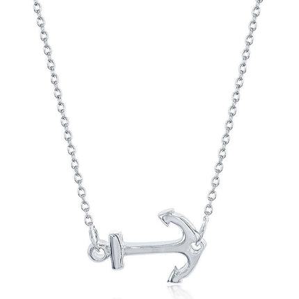 Sterling Silver Small Anchor Design Necklace ,