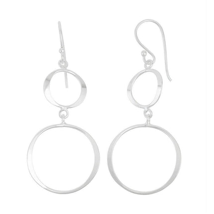 Sterling Silver Small and Large Open Wavy Circles Earrings ,