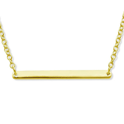 Sterling Silver Small Bar Necklace - Gold Plated ,