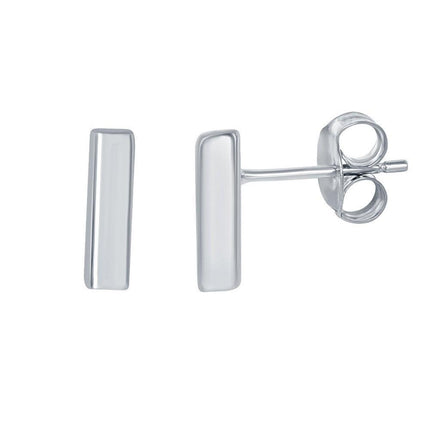 Sterling Silver Small Bar Stud Earrings ,