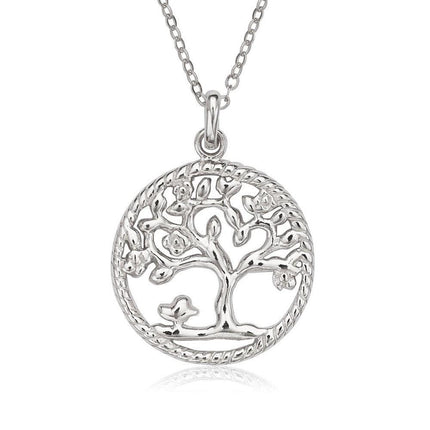 Sterling Silver Small Circle Tree of Life Pendant ,
