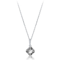 Sterling Silver Small Clover Shaped CZ Necklace ,