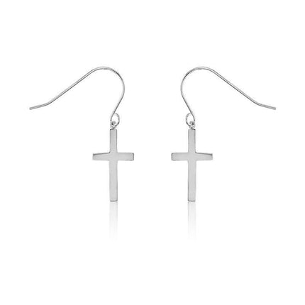Sterling Silver Small Cross Earrings ,