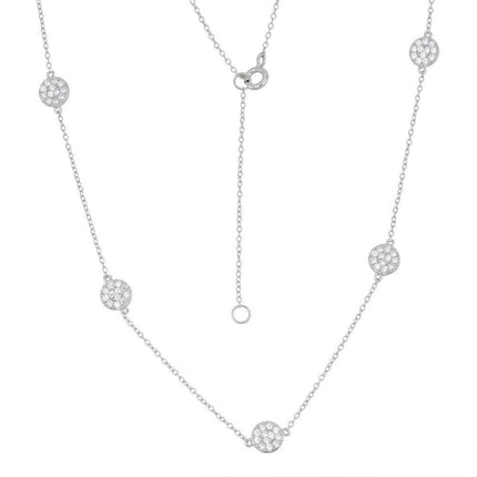 Sterling Silver Small Cubic Zirconia Discs Necklace ,