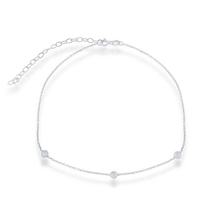 Sterling Silver Small CZ By The Yard Choker Necklace ,