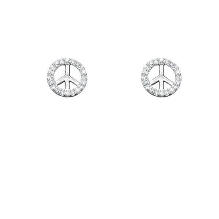 Sterling Silver Small CZ Peace Earrings ,