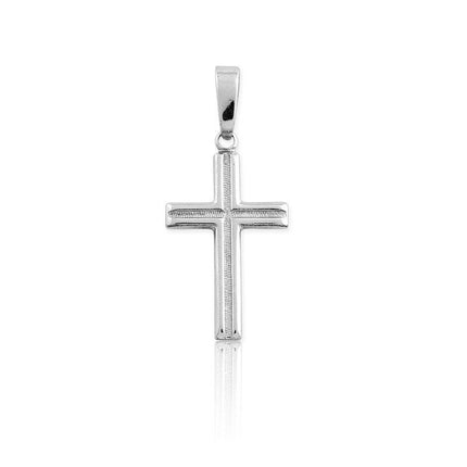 Sterling Silver Small Diamond-Cut Cross Pendant ,