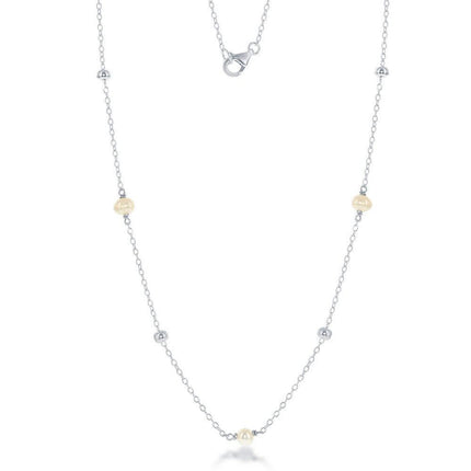 Sterling Silver Small Freshwater Pearls and Beads by the Yard Necklace ,