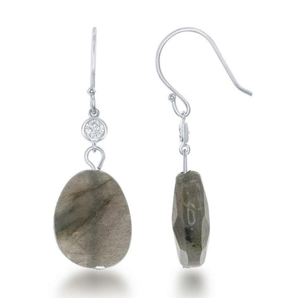 Sterling Silver Small Green Labradorite Earrings ,