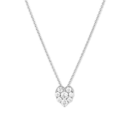 Sterling Silver Small Heart CZ Necklace ,