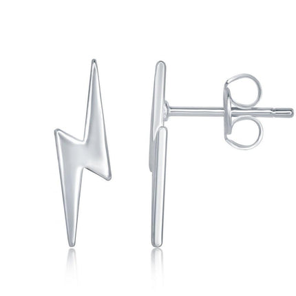 Sterling Silver Small Lightning Bolt Earrings ,
