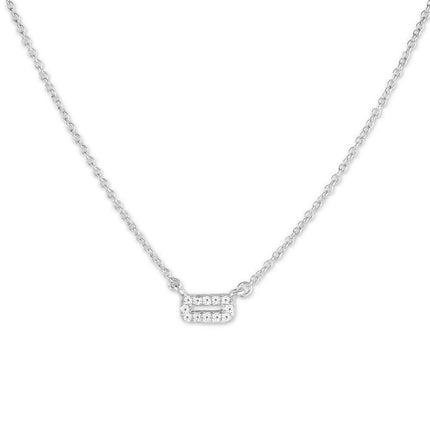 Sterling Silver Small Micro Pave Rectangle Necklace ,