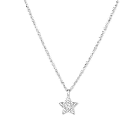 Sterling Silver Small Micro Pave Star Necklace ,