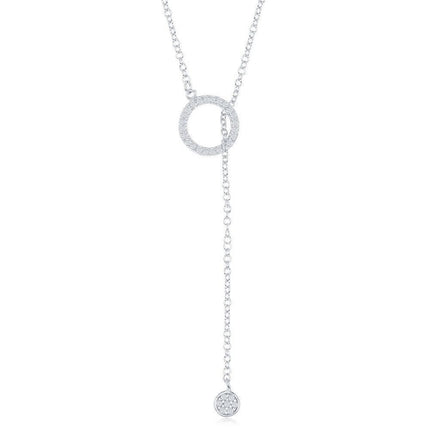 Sterling Silver Small Open CZ Ring and Small Disc Necklace ,