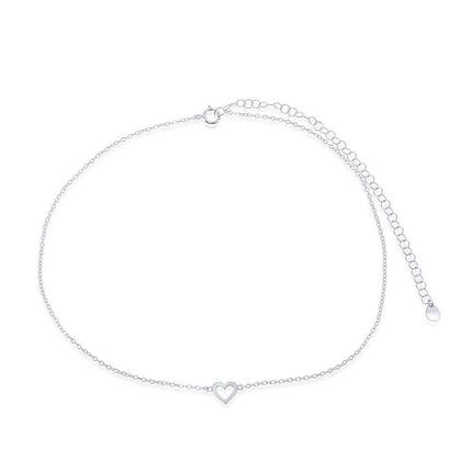 Sterling Silver Small Open Heart Design Choker Necklace ,