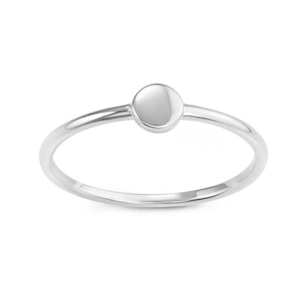 Sterling Silver Small Round Disc Ring, Size 9 ,