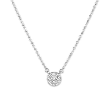 Sterling Silver Small Round Micro Pave Necklace ,