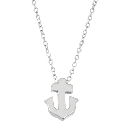 Sterling Silver Small Shiny Anchor Design Necklace ,