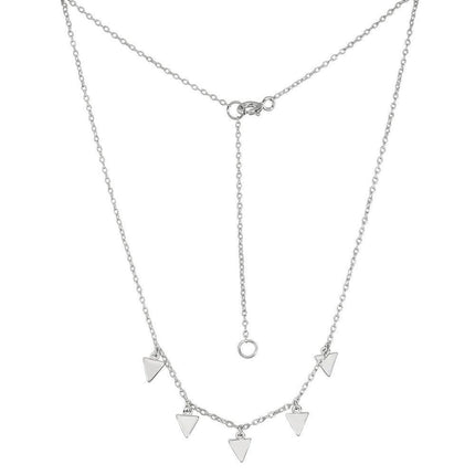 Sterling Silver Small Shiny Hanging Triangles Necklace ,