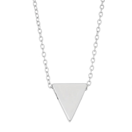 Sterling Silver Small Shiny Triangle Necklace ,