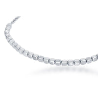 Sterling Silver Small Square Beaded Adjustable Bolo Bracelet ,