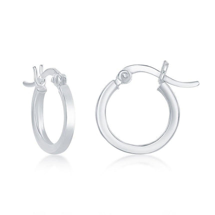 Sterling Silver Small Square Hoop Earrings, 2 x 20 mm ,