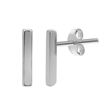 Sterling Silver Small Thin Bar Stud Earrings ,