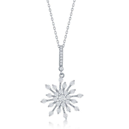 Sterling Silver Snowflake CZ Pendant ,