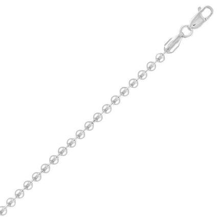 Sterling Silver Solid 3mm Bead Chain, 10" ,