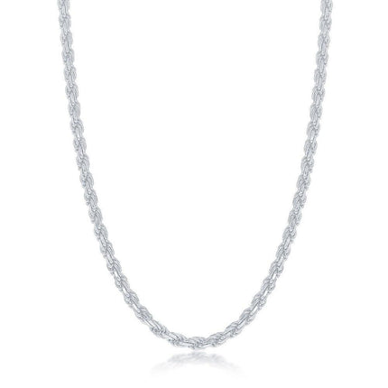 Sterling Silver Solid Diamond-Cut 3mm Rope Chain, 22" ,