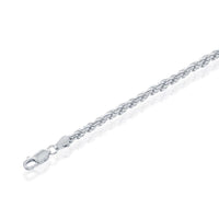 Sterling Silver Solid Diamond-Cut 3mm Rope Chain, 22" ,