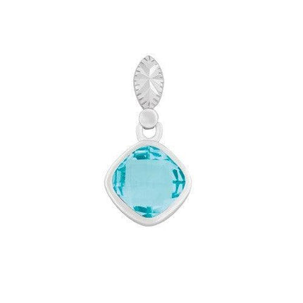 Sterling Silver Square Blue Topaz Gemstone Pendant ,