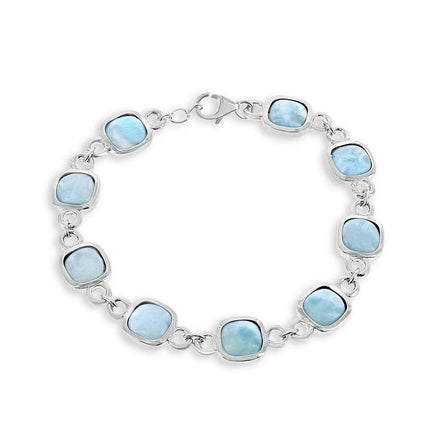 Sterling Silver Square Larimar Bracelet, 7.5" ,