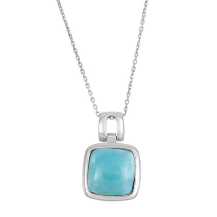 Sterling Silver Square Larimar Pendant ,