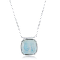 Sterling Silver Square Shape Larimar Necklace ,
