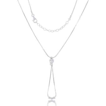 Sterling Silver Square Snake Loop Bead Necklace ,