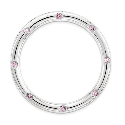 Sterling Silver Stack Exp Large Created Pink Sapphire Chain Slide ,