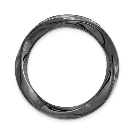 Sterling Silver Stackable Expressions Blk-plated Med Polished Chain Slide ,